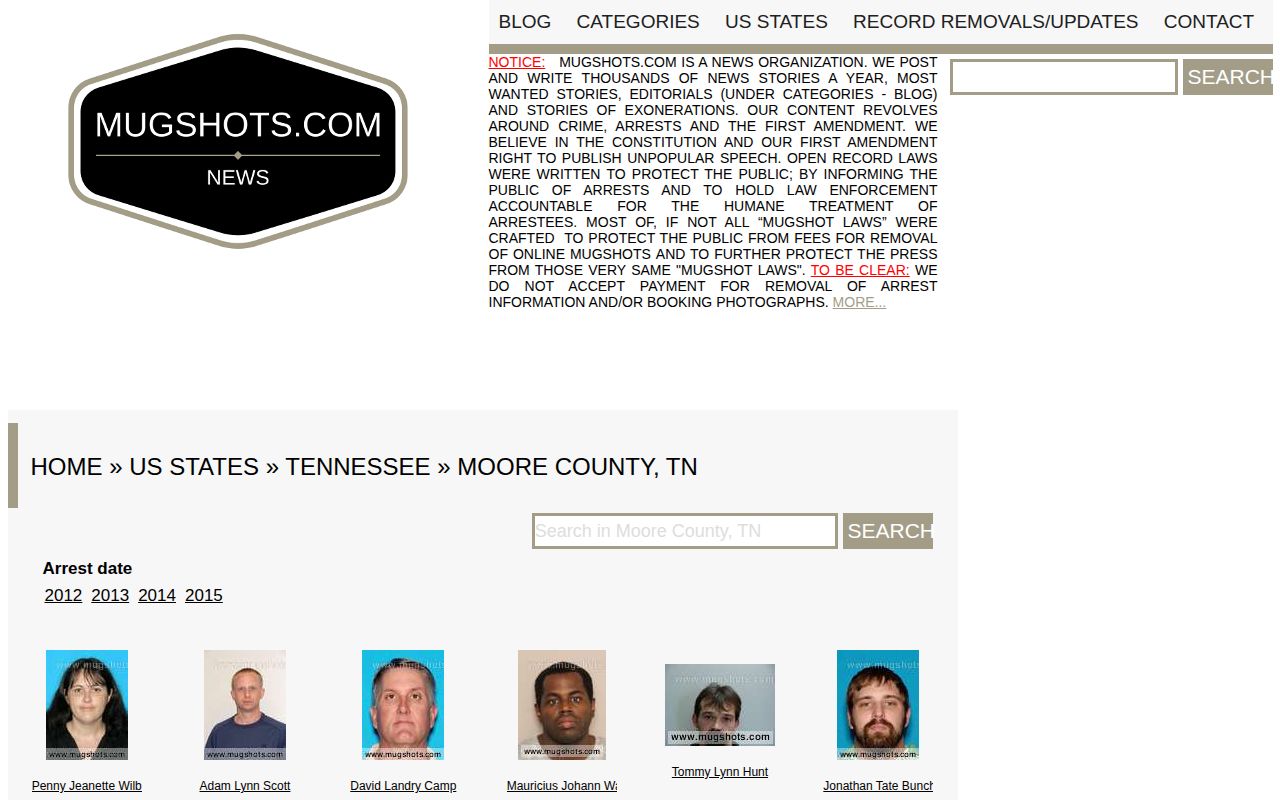 Unofficial multi-day Moore County arrest archive comparator